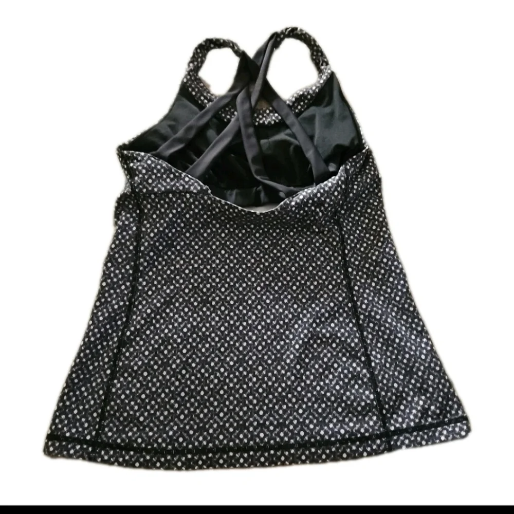 Lululemon Womens Black And White Geometric Print Strappy Back Enhearten Tank 8